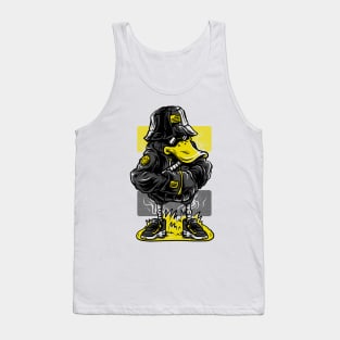 Dapper Duck Character Grey Yellow Tank Top